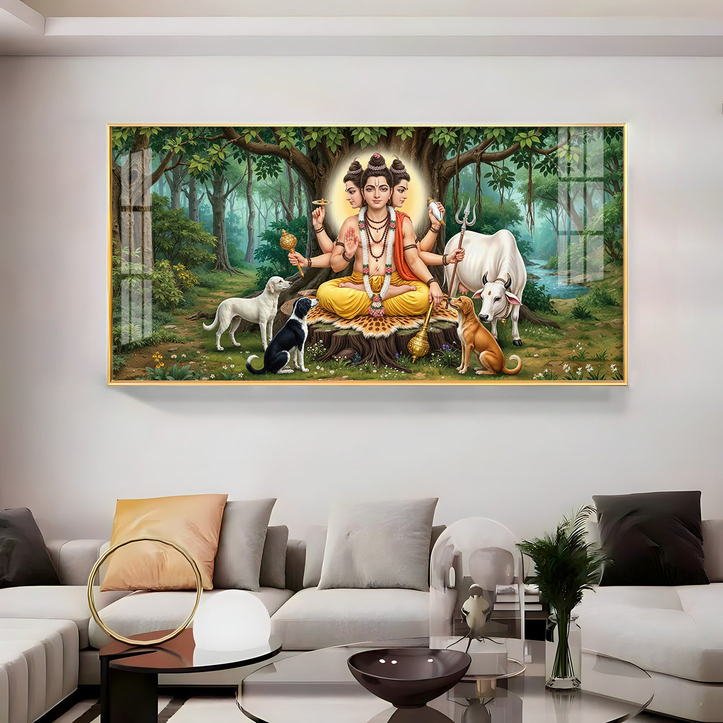 Lord Dattatreya Dattaguru Premium Acrylic Horizontal Wall Art