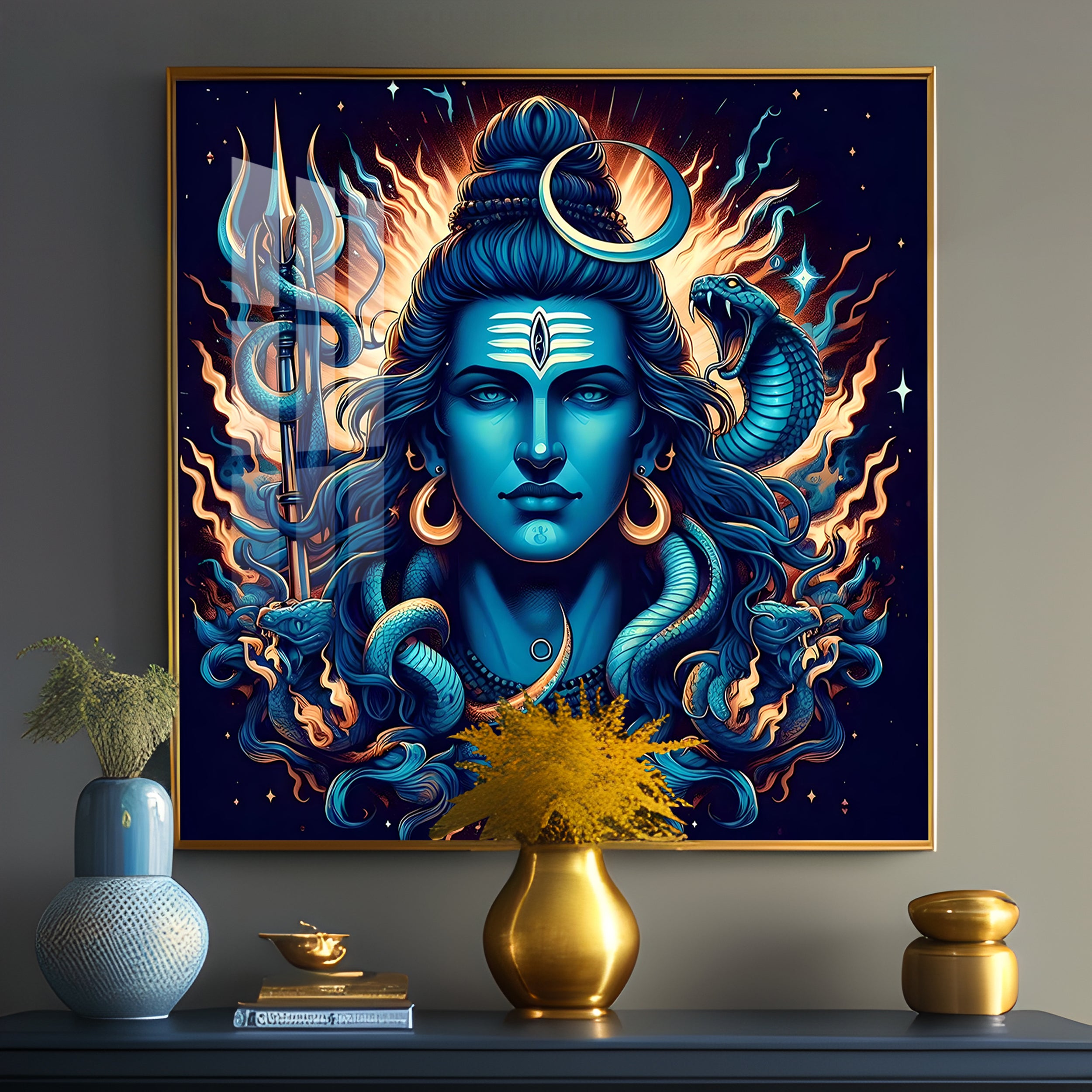 Lord Mahadev Shiva Premium Acrylic Square Wall Art