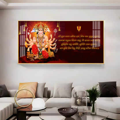 Panchmukhi Hanumanji Premium Acrylic Horizontal Wall Art