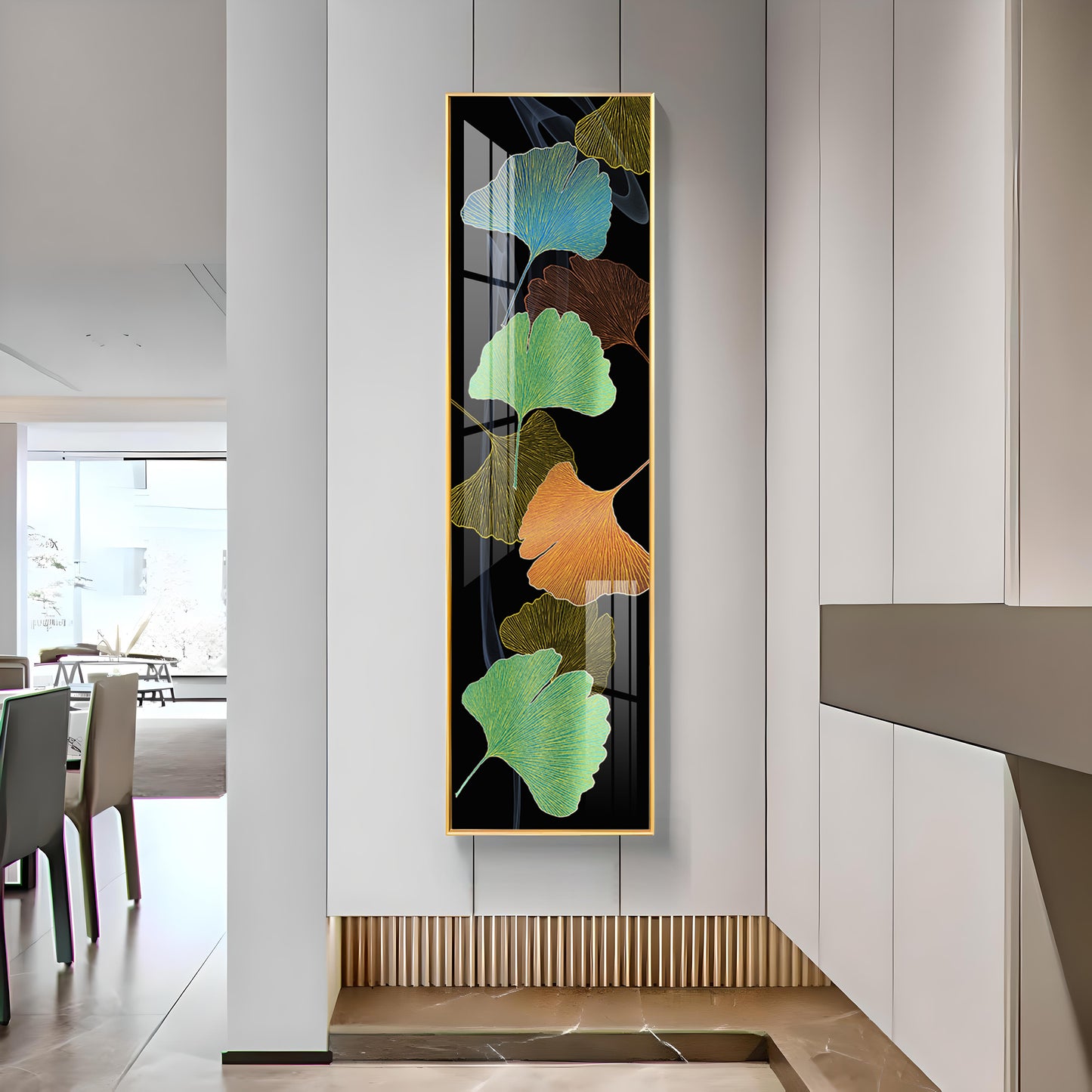 Colourful Ginkgo Biloba Leaves Premium Acrylic Vertical Wall Art