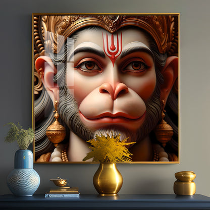 Lord Hanuman Premium Acrylic Square Wall Art