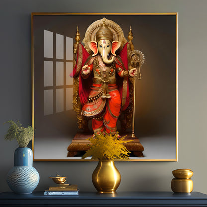 Standing Ganpati Premium Acrylic Square Wall Art