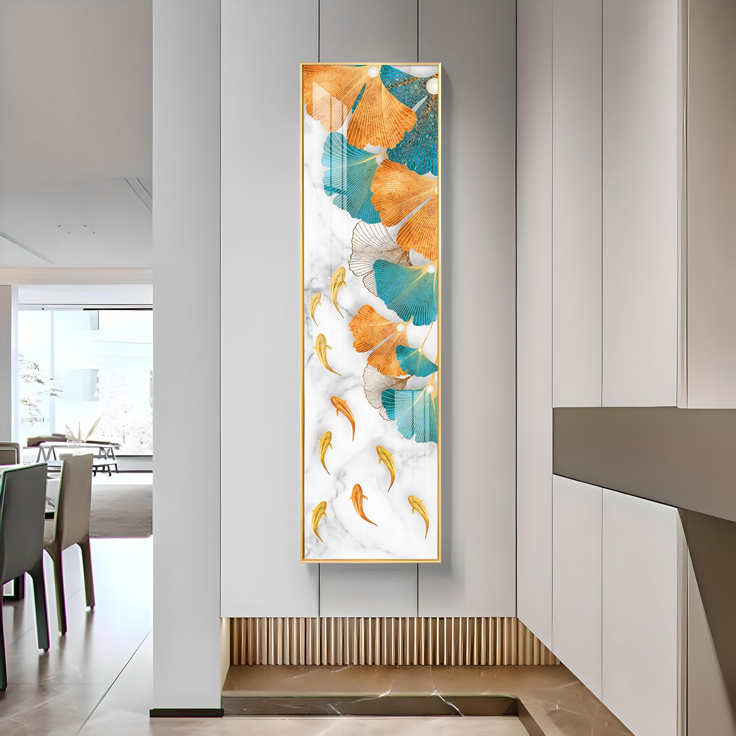 Gingko leaves Fish Premium Acrylic Vertical Wall Art