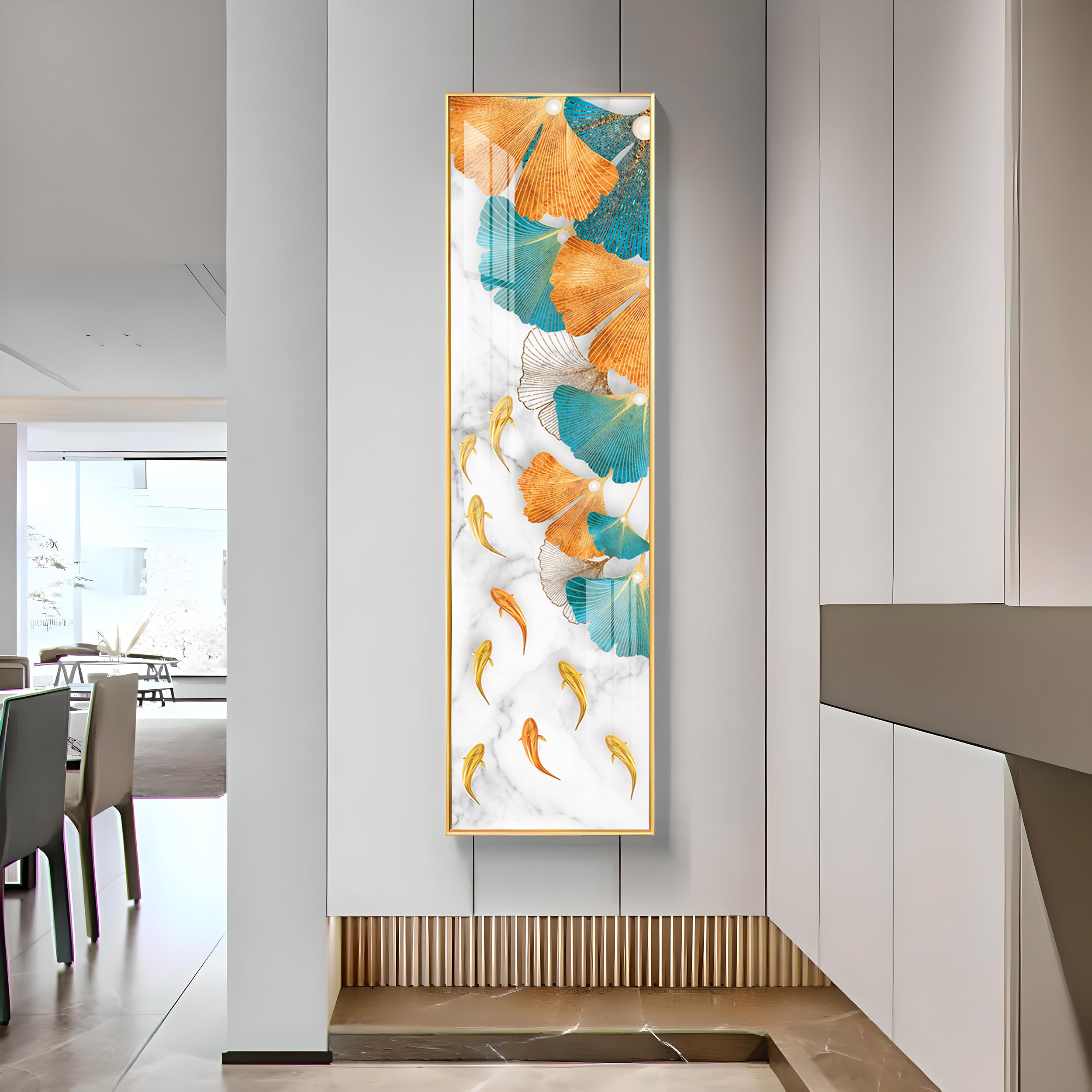 Gingko leaves Fish Premium Acrylic Vertical Wall Art