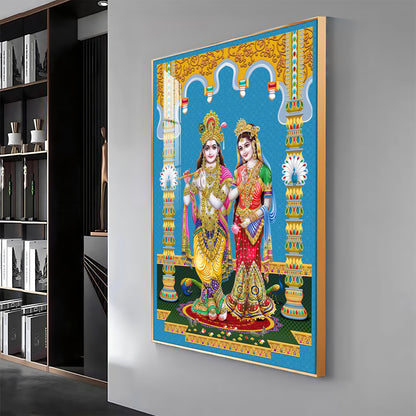 Divine Radha and Krishna Premium Acrylic Vertical Wall Art