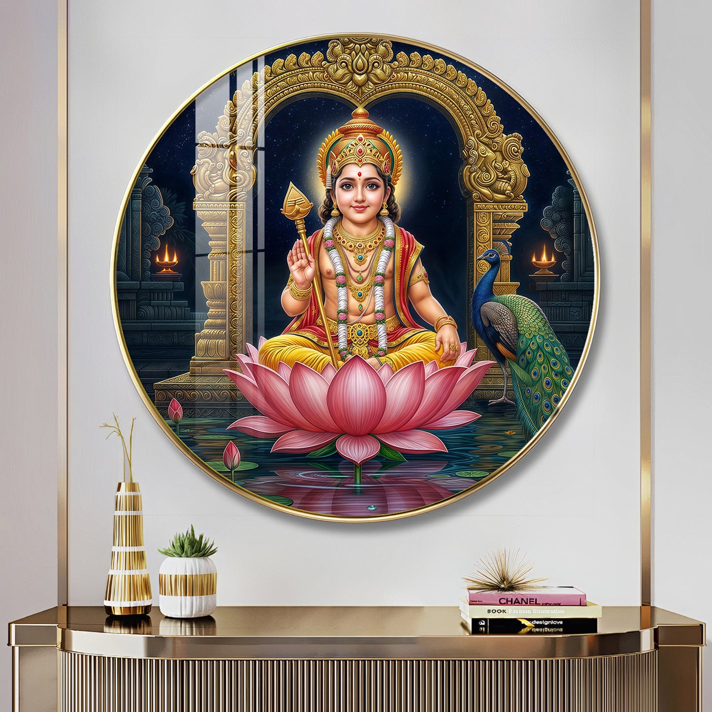 Goddess Laxmi Blessing Premium Acrylic Round Wall Art