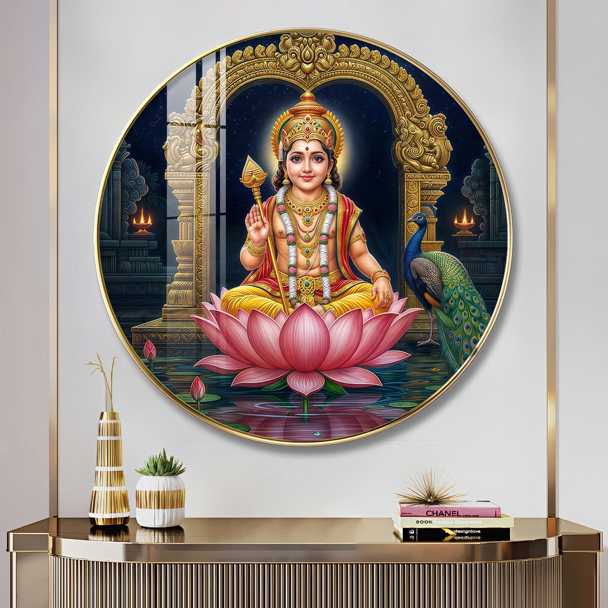 Goddess Laxmi Blessing Premium Acrylic Round Wall Art