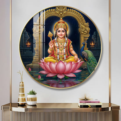 Goddess Laxmi Blessing Premium Acrylic Round Wall Art