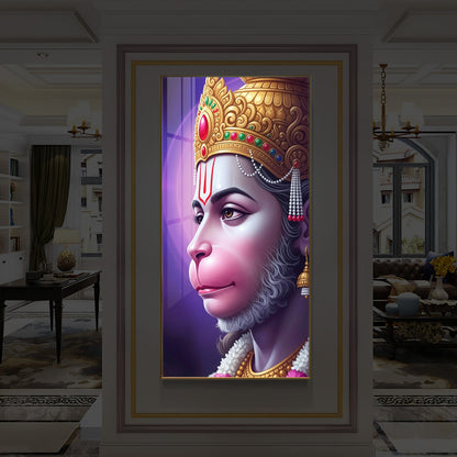 Jai Shri Hanuman Modern Luxury Backlight Vertical Wall Art