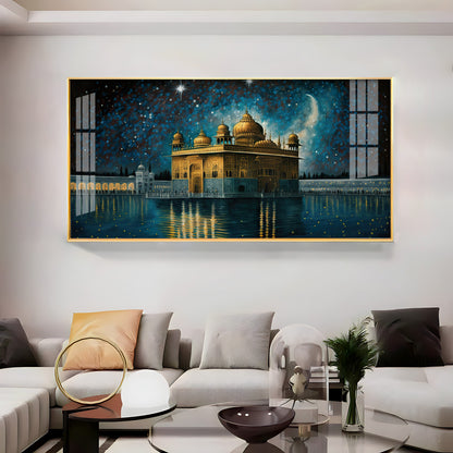 Beautiful Golden Temple With Constellation Premium Acrylic Horizontal Wall Art