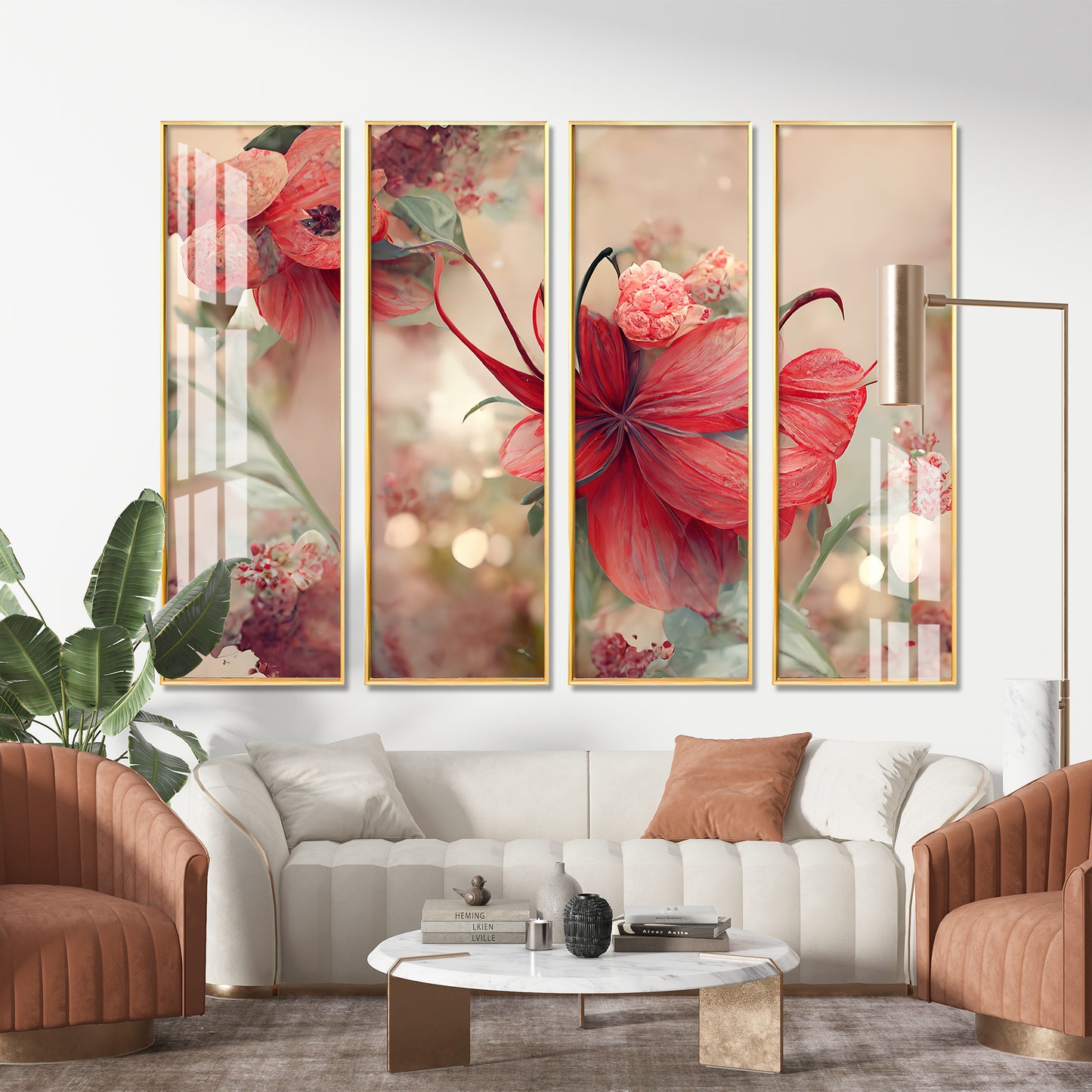 Lovely Flowers Premium Acrylic Vertical Wall Art (set of 4)