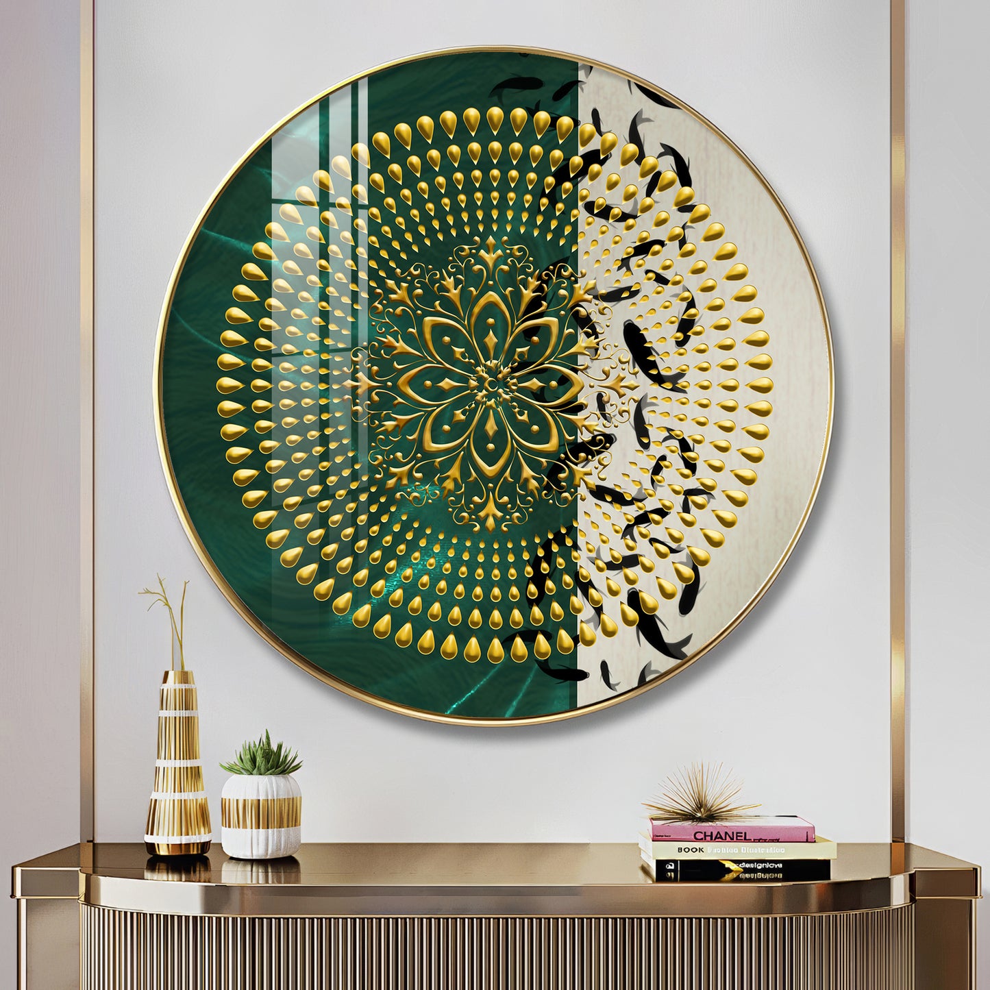 Golden Grove Premium Acrylic Round Wall Art
