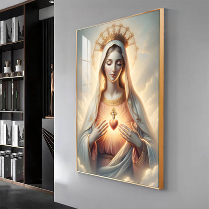 Divine Embrace of Mary Premium Acrylic Vertical Wall Art