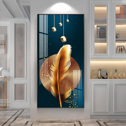 Golden Feather Luxury Crystal Wall Art