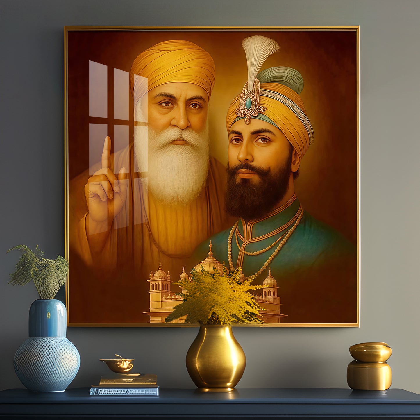 Waheguru ji Guru Nanak Dev ji Premium Acrylic Square Wall Art