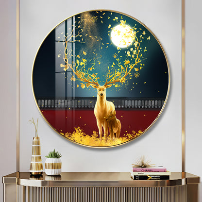 Celestial Deer Premium Acrylic Round Wall Art