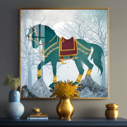 European Abstract Three-Dimensional Horse Premium Acrylic Square Wall Art