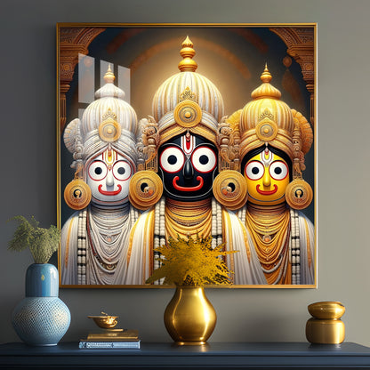 Lord Jagannath Balabhadra And Subhadra Premium Acrylic Square Wall Art