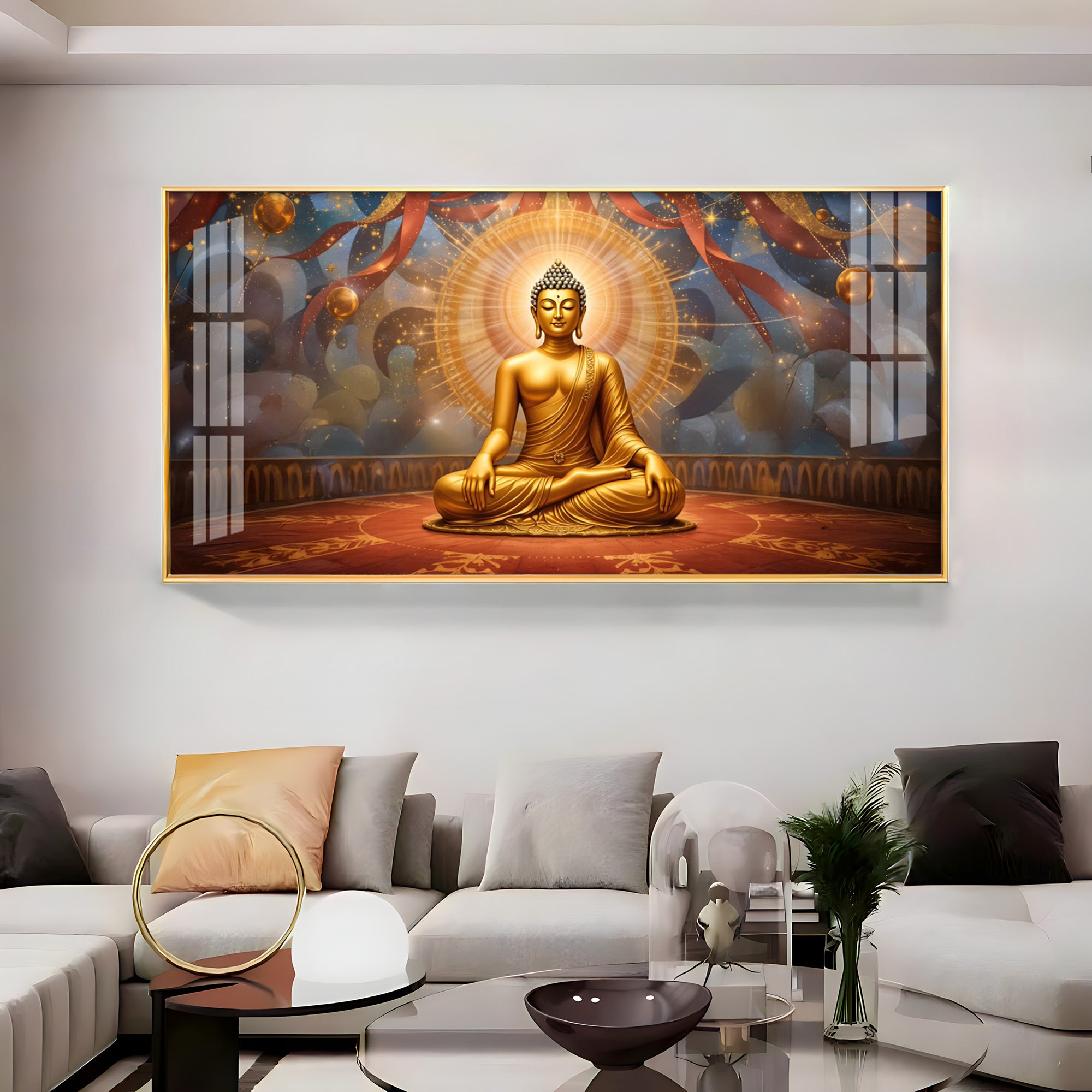 Enlightened Aura Of Buddha Premium Acrylic Horizontal Wall Art