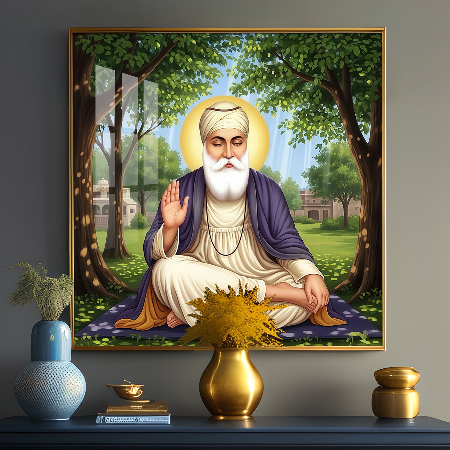 Satnam Waheguru Ji Premium Acrylic Square Wall Art
