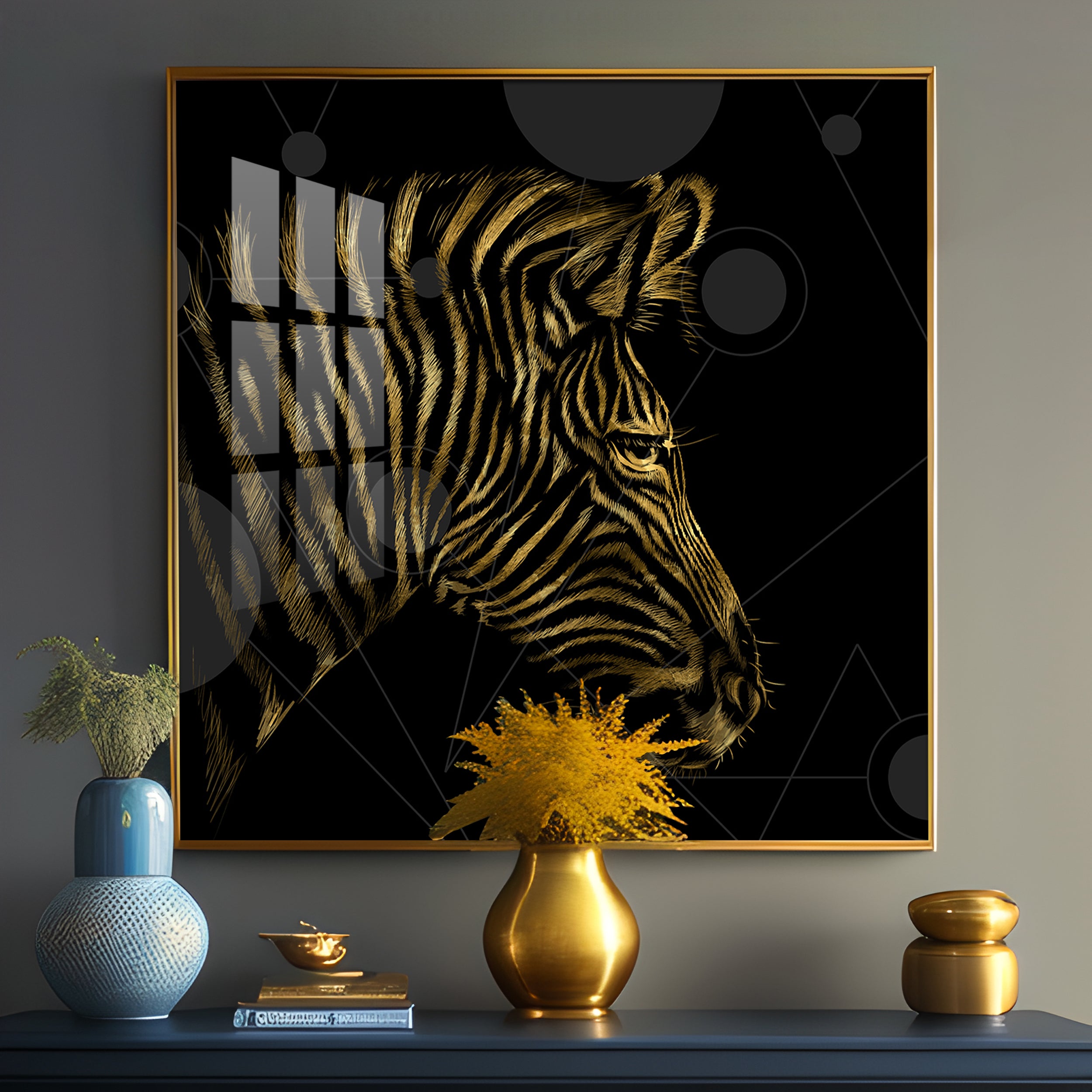 Modern Zebra Abstract Art Living Room Premium Acrylic Square Wall Art