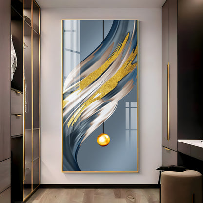 Golden Splash Premium Acrylic Vertical Wall Art