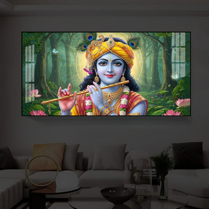 Shri Krishna Ji Modern Luxury Backlight Horizontal Wall Art