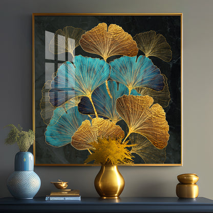 Auspicious Ginkgo Leaf Premium Acrylic Square Wall Art