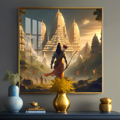 Lord Ram In Ayodhya Premium Acrylic Square Wall Art