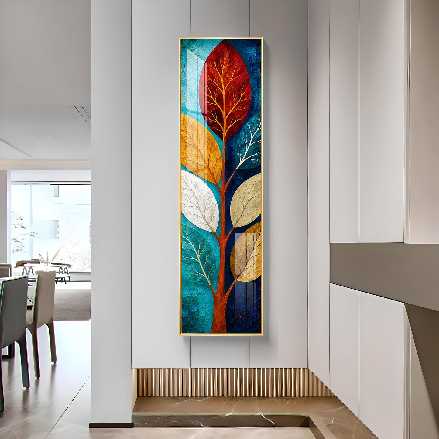 Abstract Colorful Tree Leaves Premium Acrylic Vertical Wall Art