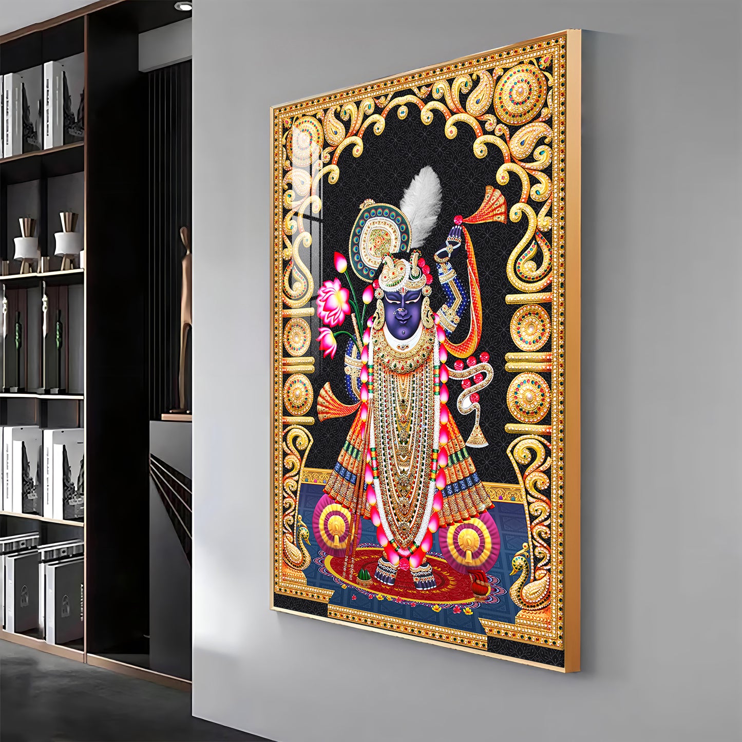Celestial Krishna Premium Acrylic Vertical Wall Art