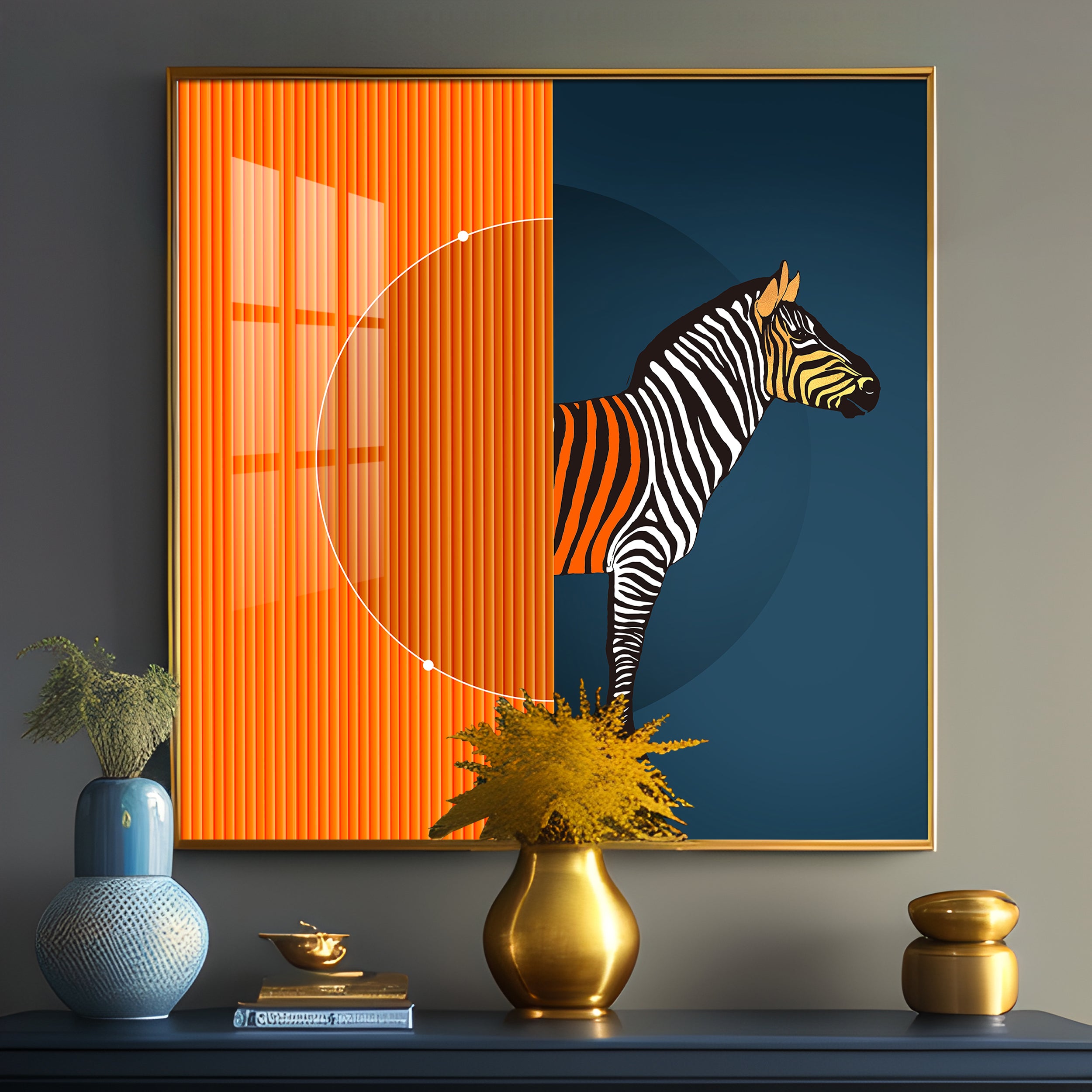 Zebra Abstract Geometric Premium Acrylic Square Wall Art