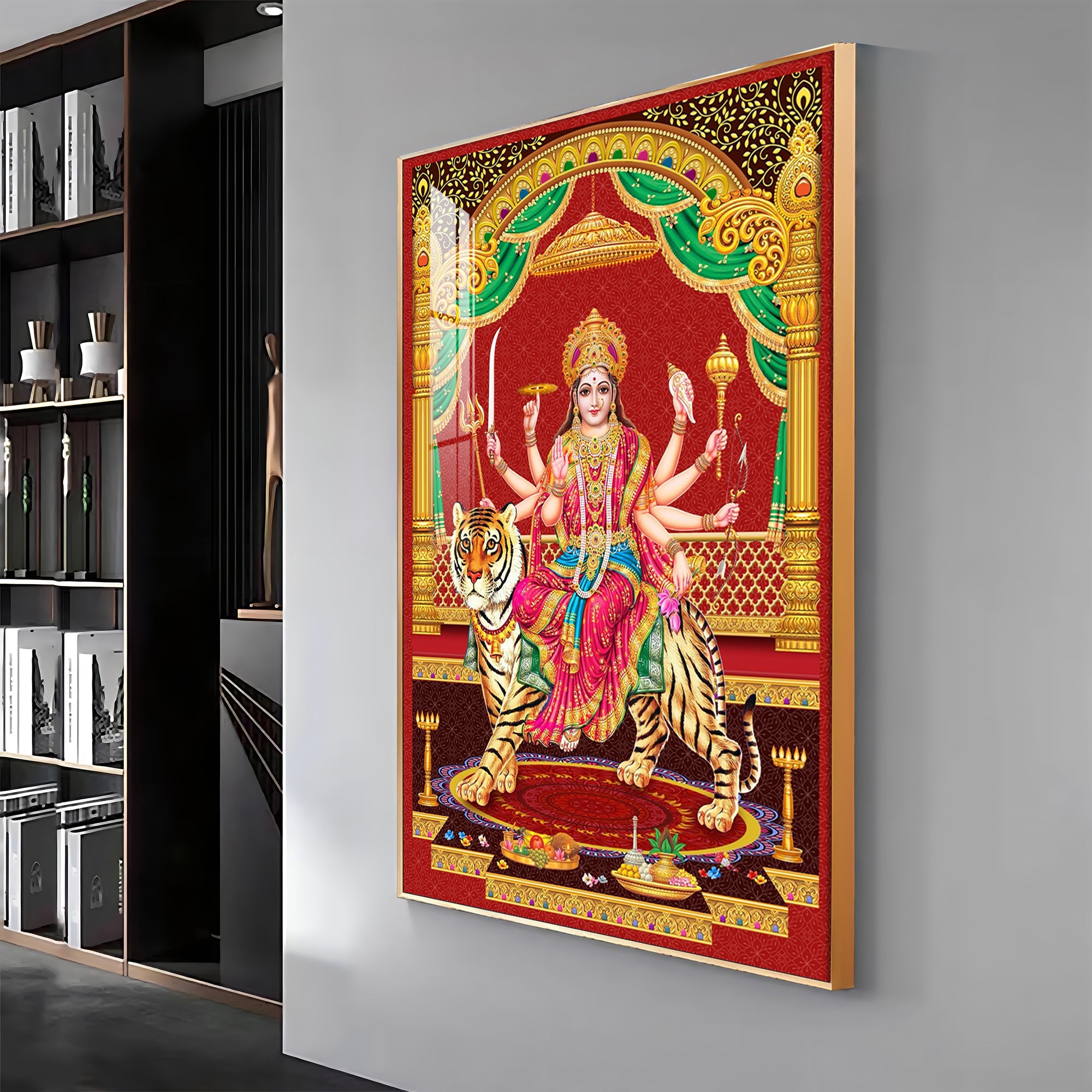 Divine Resonance Of Maa Durga Premium Acrylic Vertical Wall Art