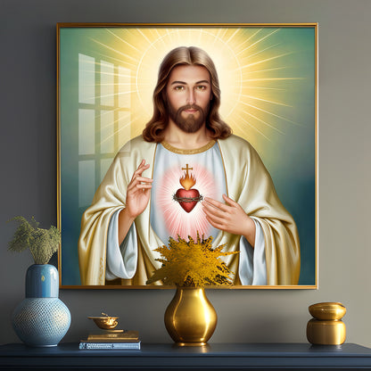 The Beautiful Sacred Heart Jesus Premium Acrylic Square Wall Art