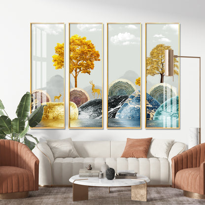 Forest scenery Premium Acrylic Vertical Wall Art (set of 4)