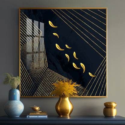 Gold Foil Goldfish Premium Acrylic Square Wall Art