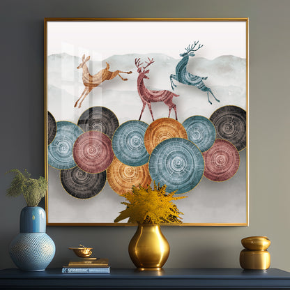 Jumping Deer Premium Acrylic Square Wall Art