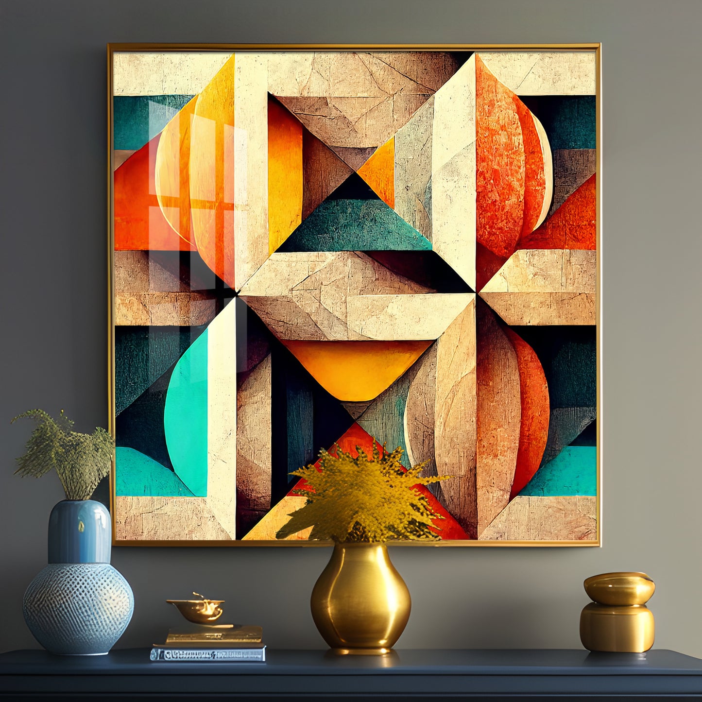 Seamless Pattern Shapes Premium Acrylic Square Wall Art