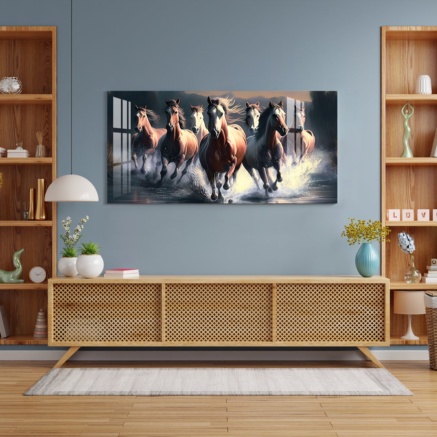 Horses Crossing River Acrylic Wall Art