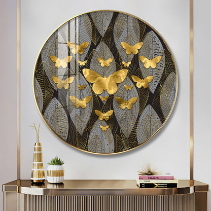 Golden Winged Premium Acrylic Round Wall Art