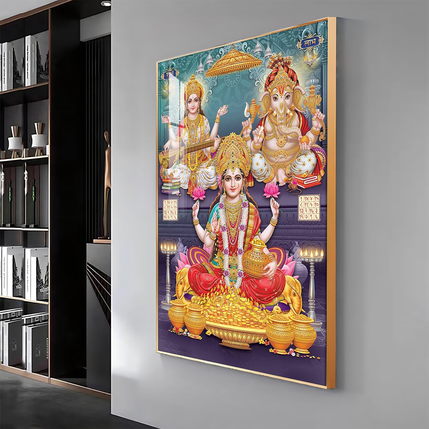 Goddess Grace Of Laxmi Premium Acrylic Vertical Wall Art