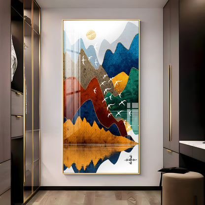 Colorful Mountains Premium Acrylic vertical Wall Art