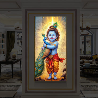 Little krishna Modern Luxury Backlight Vertical Wall Art