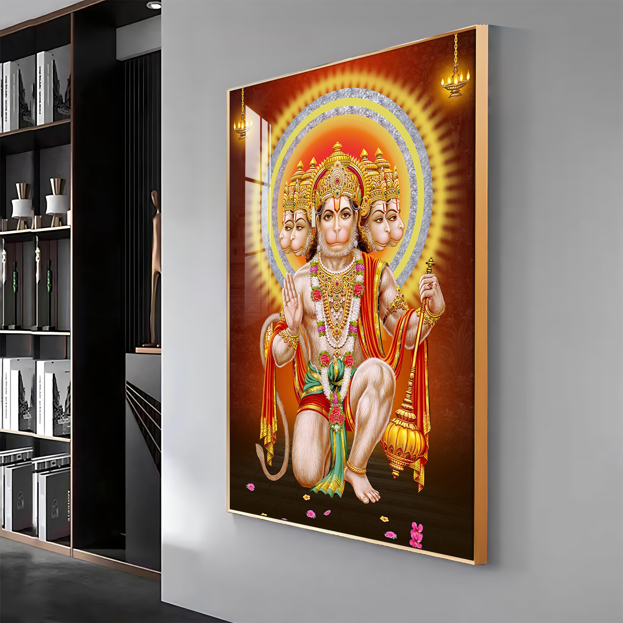 Divine Lord Hanuman Premium Vertical Acrylic Wall Art