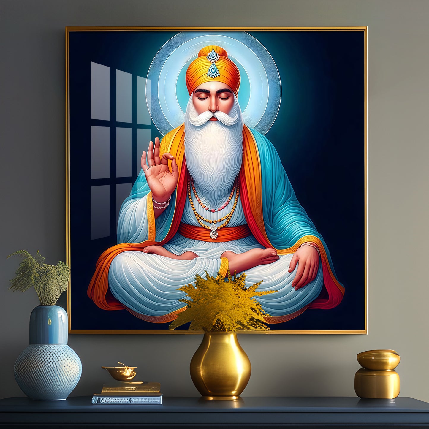 Divine Guru Nanak Dev Ji Premium Acrylic Square Wall Art