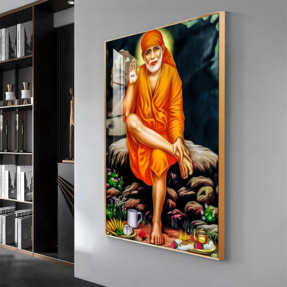 Sri Sai in Tranquil Premium Vertical Acrylic Wall Art