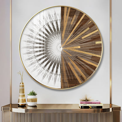 Gold & White Abstract Premium Acrylic Round Wall Art