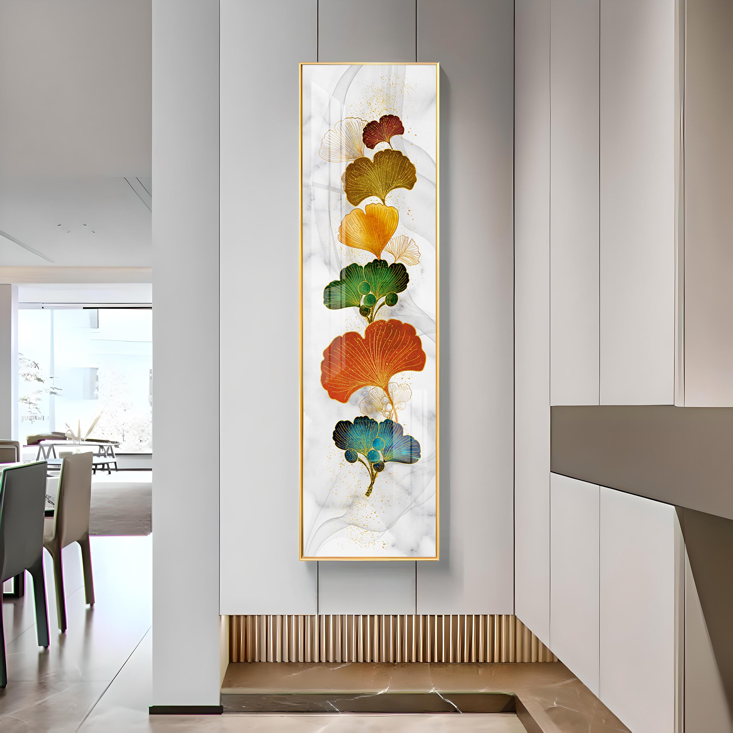 Ginkgo Leaves With White Background Premium Acrylic Vertical Wall Art