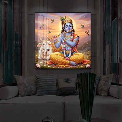 Divine Krishna Modern Luxury Backlight Square Wall Art