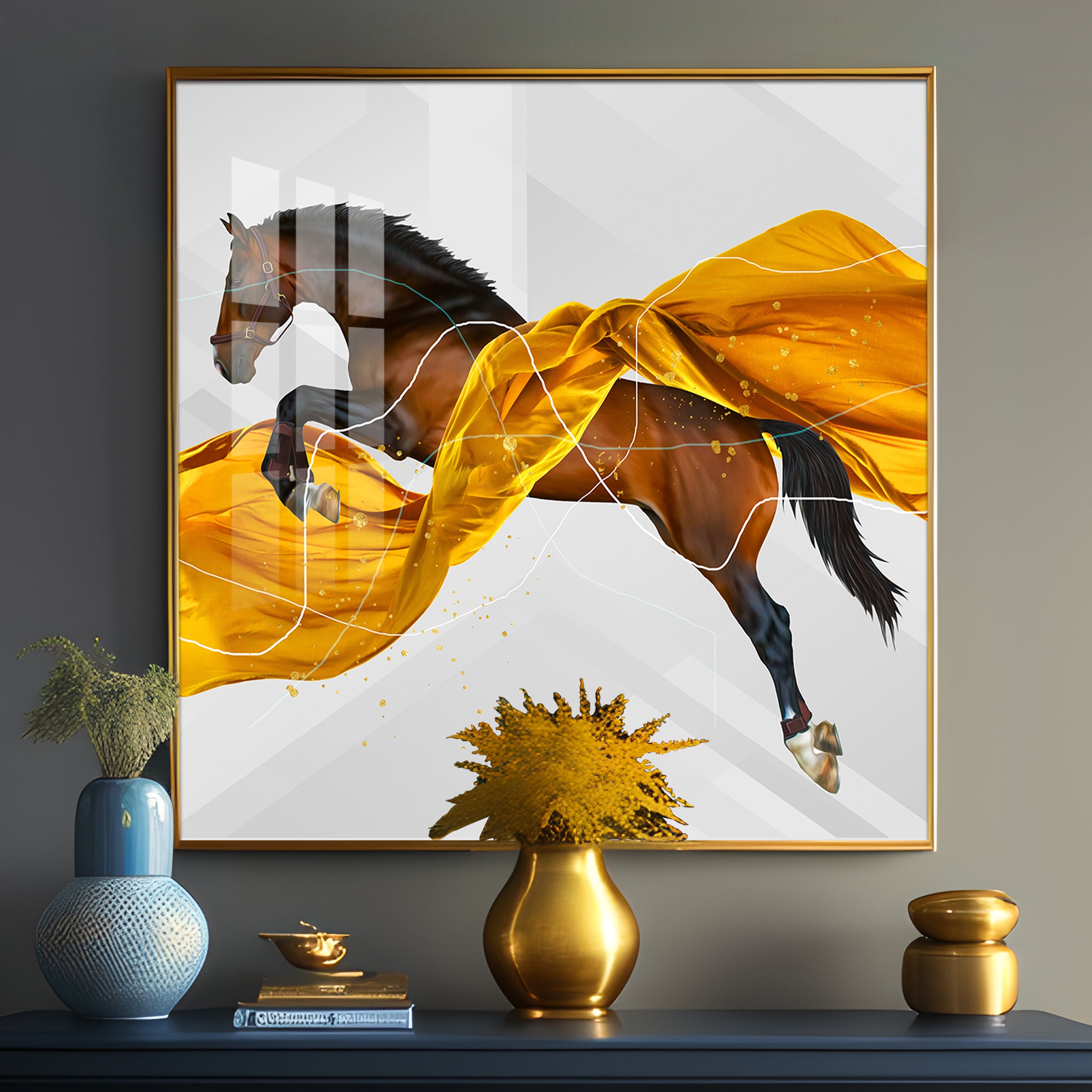 Galloping Horse Premium Square Wall Art